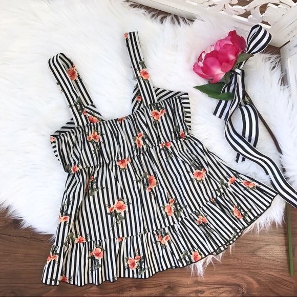 Striped Babydoll Floral Tank - Picture 7 of 8